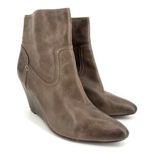 Frye Reina Short Taupe Wedge‎ Ankle Boots Womens 11M